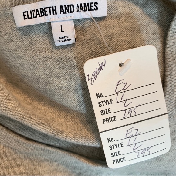 Elizabeth and James Wool Cashmere Blend Bretta Sweater Pullover Gray L Large - Picture 6 of 9